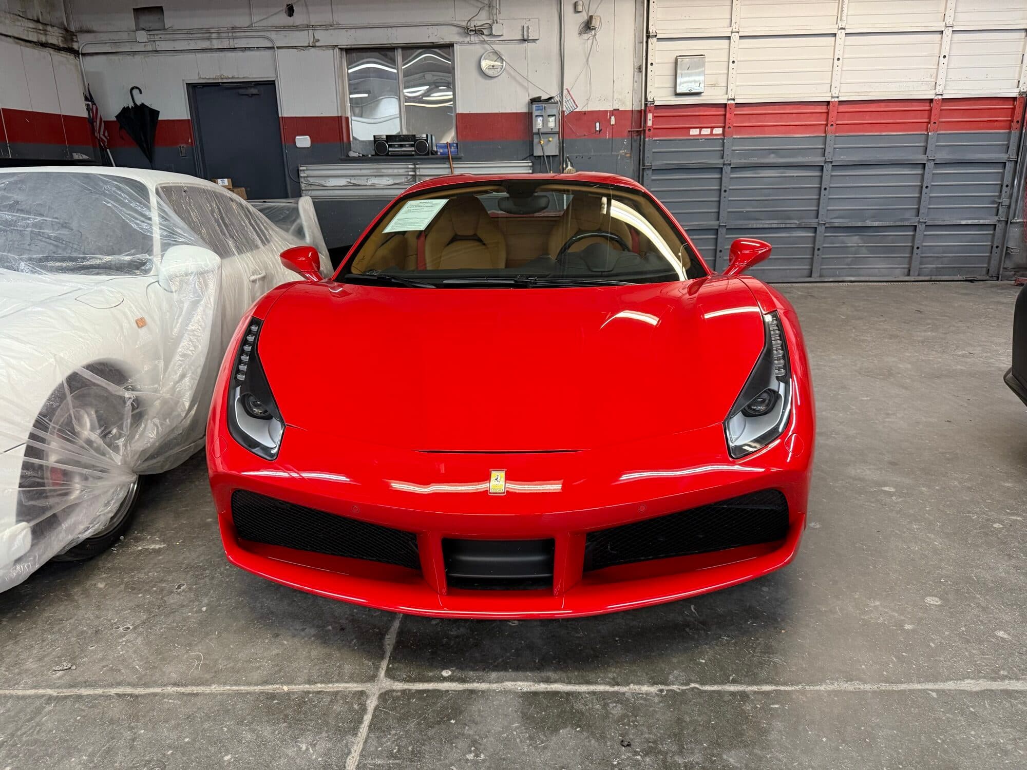 Ferrari 488 collision repair and custom paint by Alpina Auto Body, European and exotic body shop in Southeast Portland, Oregon